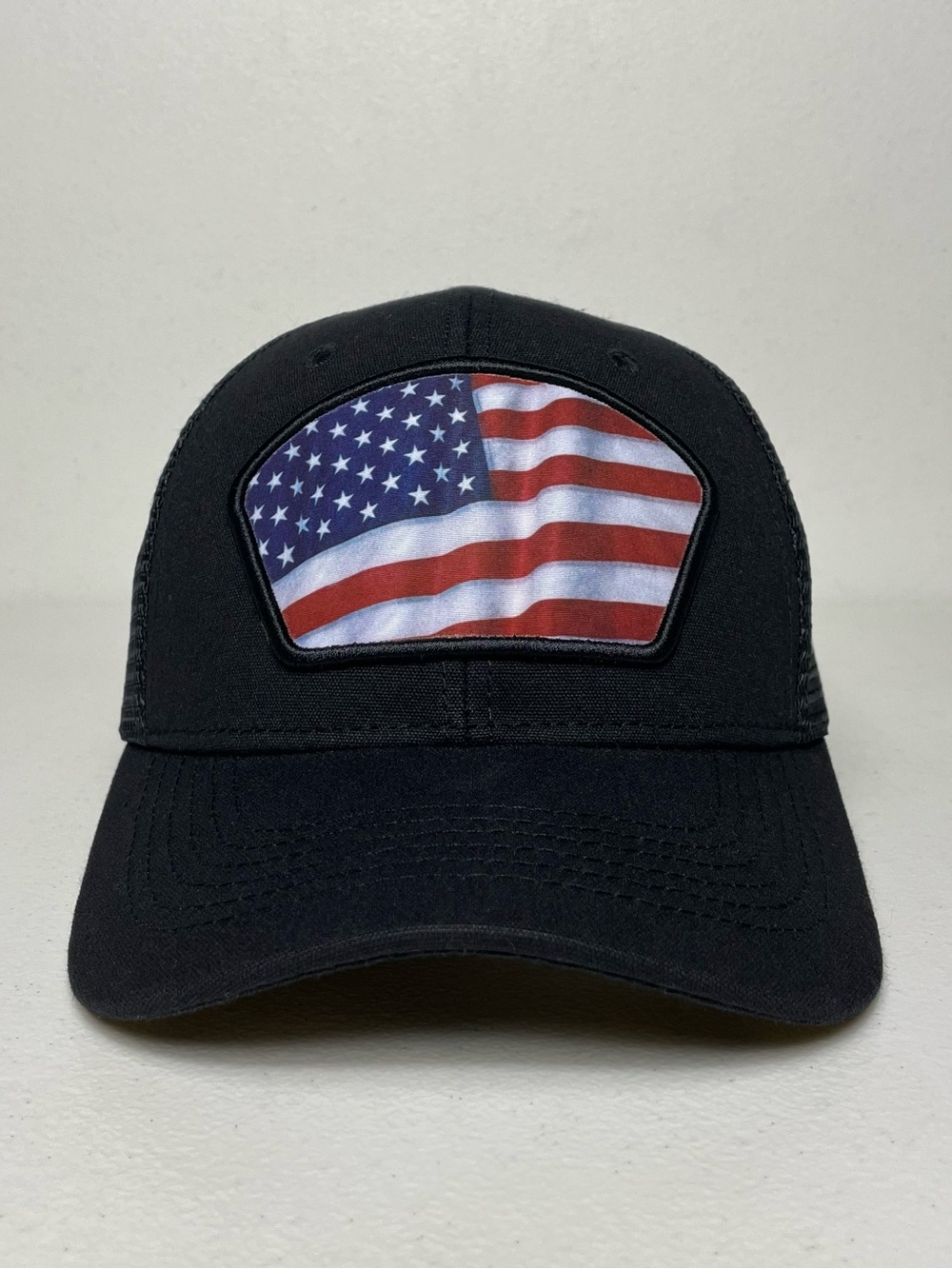 American Flag Patch Trucker Snapback Hat
